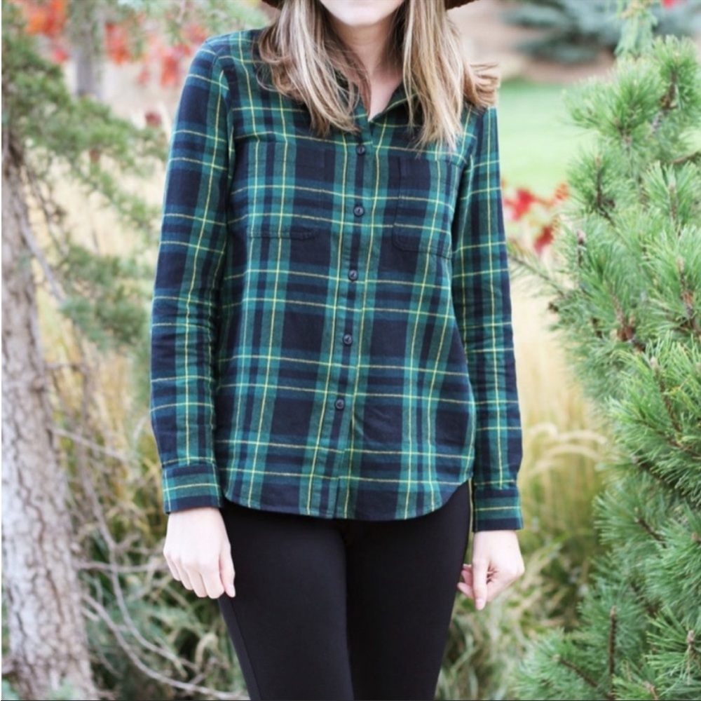 Madewell green plaid check flannel size xs